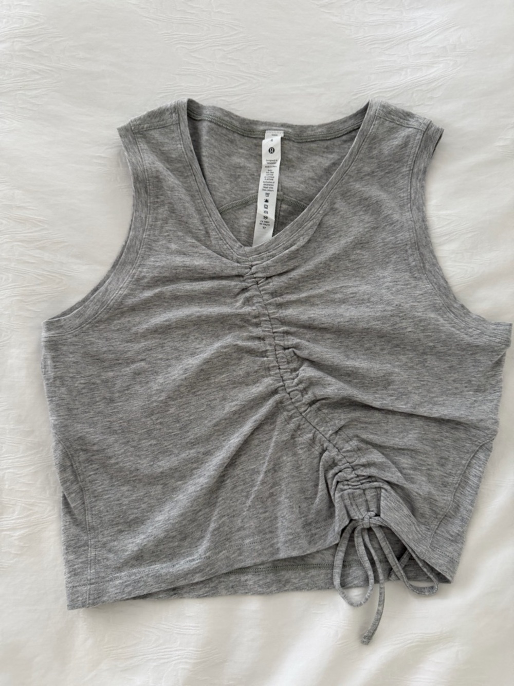 lululemon athletica Gray Ruched Drawstring Tank Top